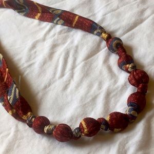 Handmade upcycled burgundy silk necklace